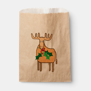Reindeer with holly favor bag