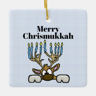 Reindeer With Menorah Antlers Chrismukkah Ornament