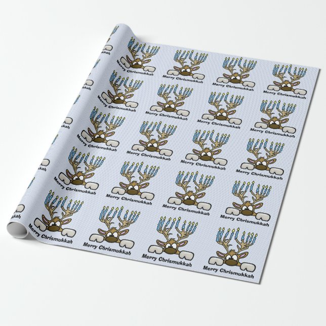 Reindeer with Menorah Antlers Chrismukkah Paper (Unrolled)