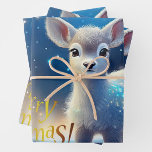 Reindeer with Merry Christmas greeting Wrapping Paper Sheets