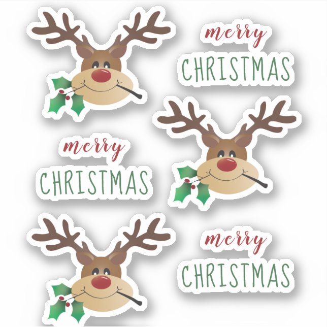  Reindeer With Mistletoe Sticker (Front)