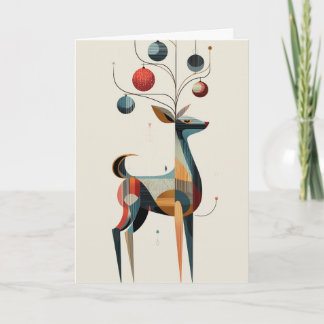 Reindeer with ornaments on antlers card