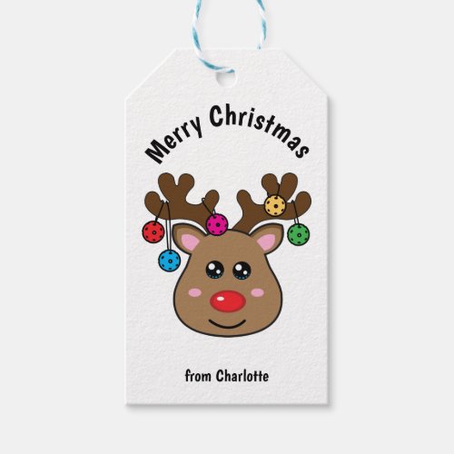  Reindeer with pickleballs Gift Tags