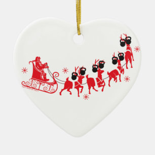 Reindeer Workout Ceramic Ornament