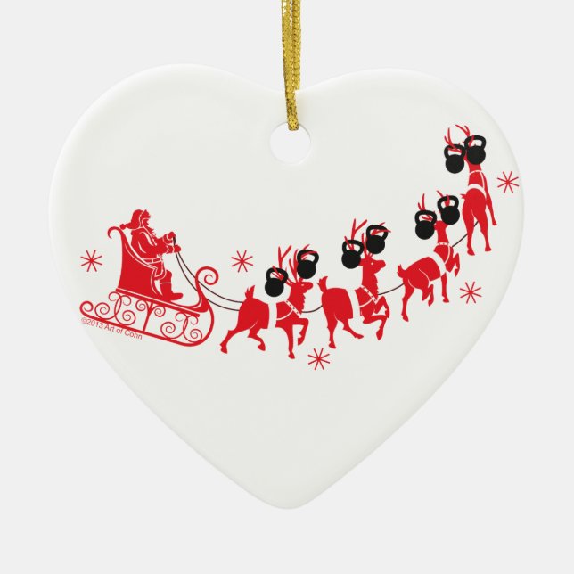 Reindeer Workout Ceramic Ornament (Front)