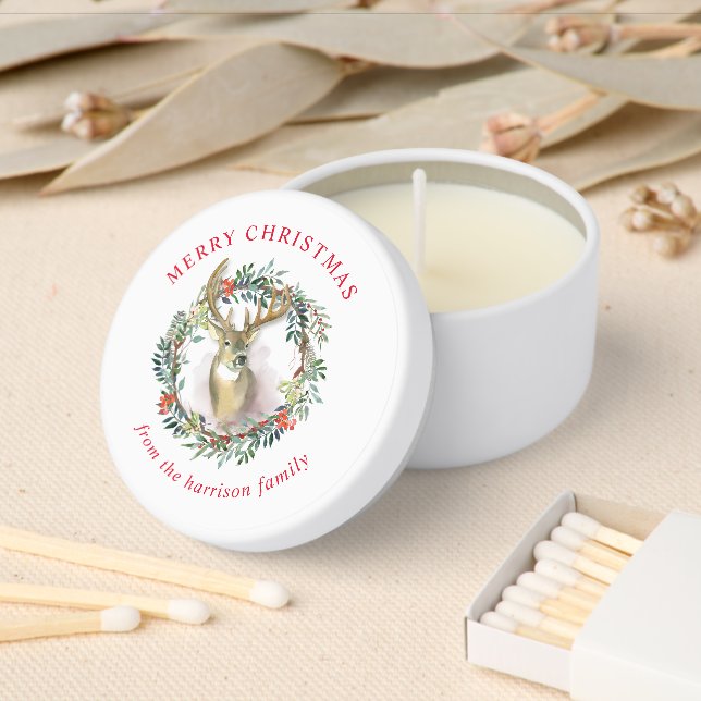 Reindeer Wreath Merry Christmas Mini Candle Favors (Insitu)