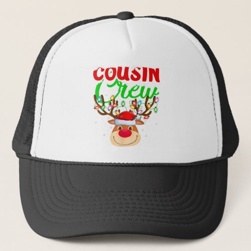 Reindeer Xmas Lights Cousin Crew Reindeer Christma Trucker Hat