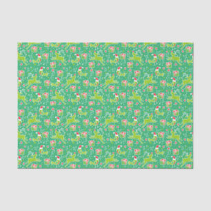 Reindeers & birds green Christmas tissue paper