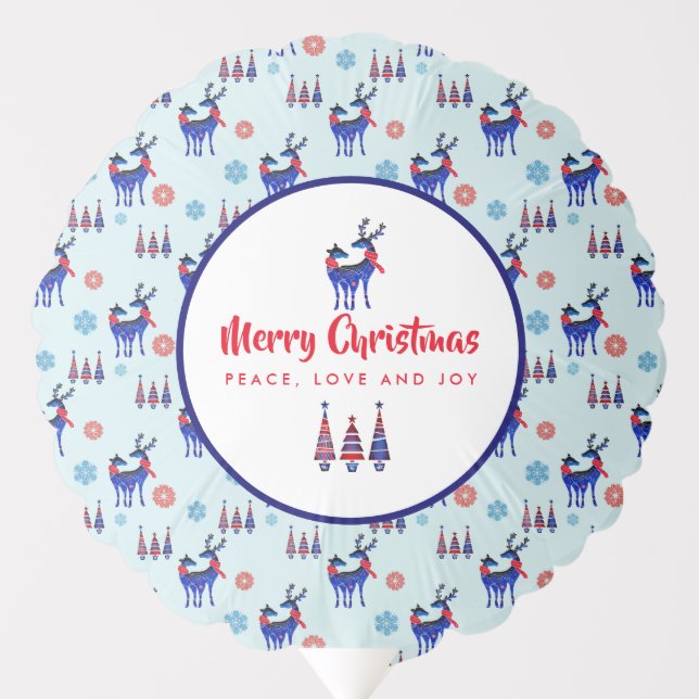 Reindeers, Christmas Trees and Snowflakes Pattern Balloon (Front)