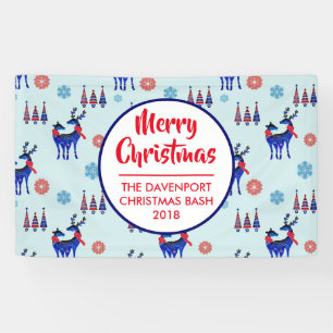 Reindeers, Christmas Trees and Snowflakes Pattern Banner