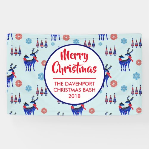 Reindeers Christmas Trees and Snowflakes Pattern Banner