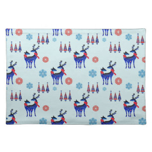 Reindeers, Christmas Trees and Snowflakes Pattern Cloth Placemat