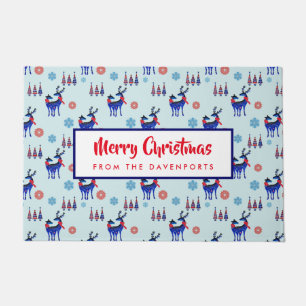 Reindeers, Christmas Trees and Snowflakes Pattern Doormat