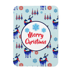 Reindeers, Christmas Trees and Snowflakes Pattern Magnet