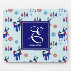 Reindeers, Christmas Trees and Snowflakes Pattern Mouse Pad