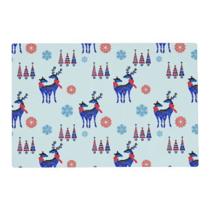 Reindeers, Christmas Trees and Snowflakes Pattern Placemat
