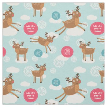 Reindeers Flying Custom Christmas Fabric by uniqueprints at Zazzle