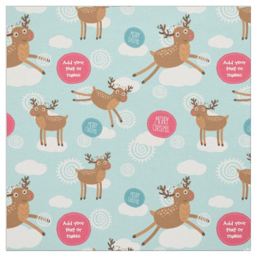 Reindeers Flying Custom Christmas Fabric