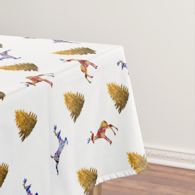 Reindeers Holiday Tree  Tablecloth (In Situ)