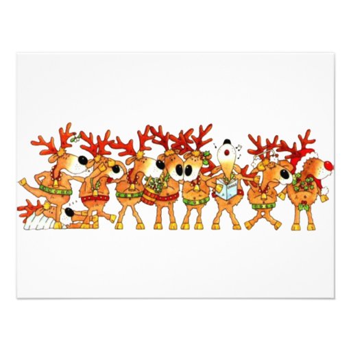 Reindeers Sing 4.25x5.5 Paper Invitation Card | Zazzle