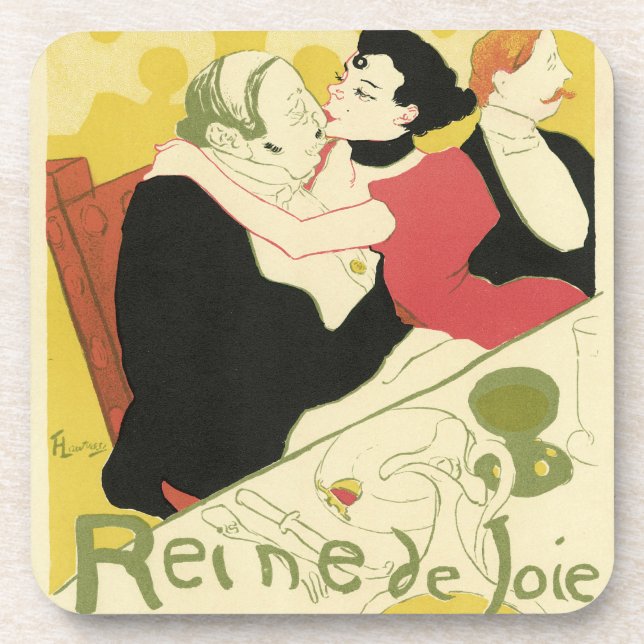 Reine de Joie (Queen of Pleasure) Toulouse Lautrec Beverage Coaster (Front)