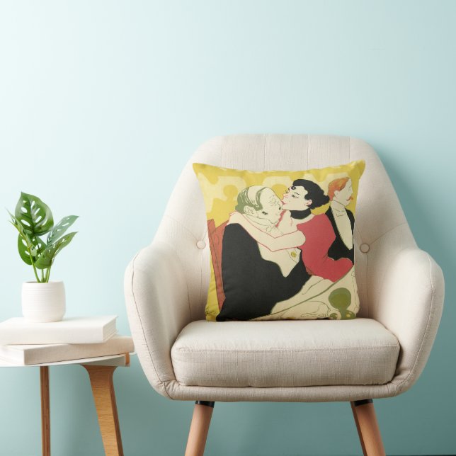 Reine de Joie (Queen of Pleasure) Toulouse Lautrec Throw Pillow (Chair)