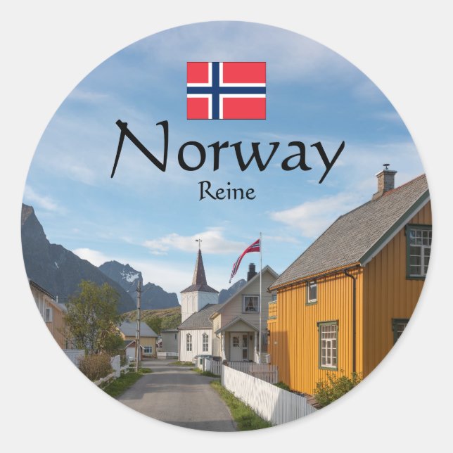 Reine Lofoten Souvenir Classic Round Sticker (Front)