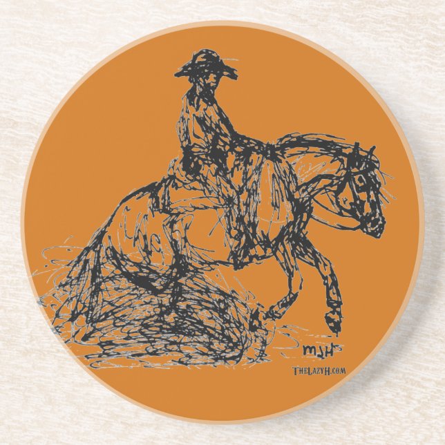 Reining Horse Simple Sketch Drink Coaster (Front)