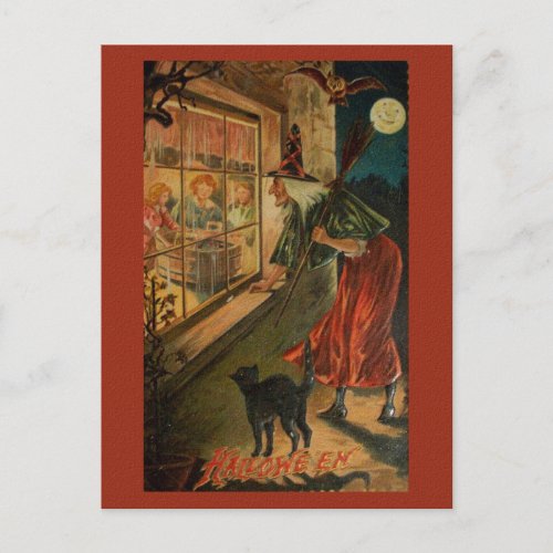 Reissue Victorian Witch Halloween Postcard