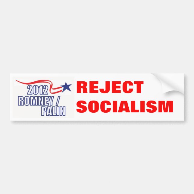REJECT SOCIALISM Romney Palin - Customized Bumper Sticker (Front)