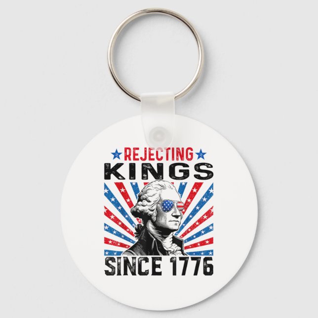 Rejecting Kings Since 1776 Distressed Usa Flag Vin Keychain (Front)