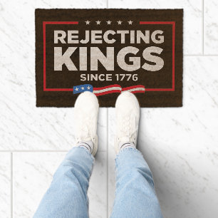 Rejecting Kings Since 1776 Patriotic USA Flag Fiber Doormat
