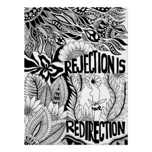 Rejection– Monochrome Floral Hand-Drawn Art Poster