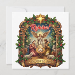 REJOICE A SAVIOR IS BORN CARD