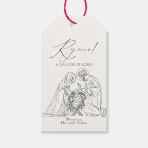 Rejoice A Savior Is Born Nativity Christmas Gift Tags