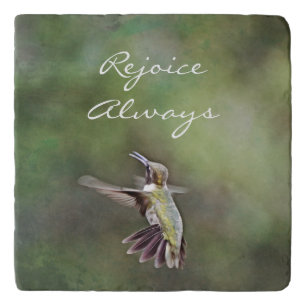 Rejoice Always Joyful Hummingbird Tile Trivet