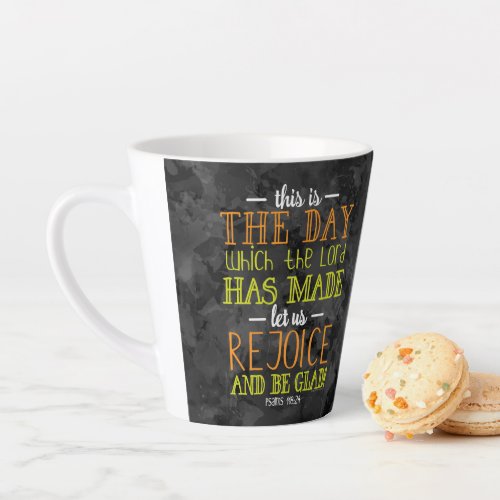 Rejoice and Be Glad Typography Bible Verse Modern Latte Mug
