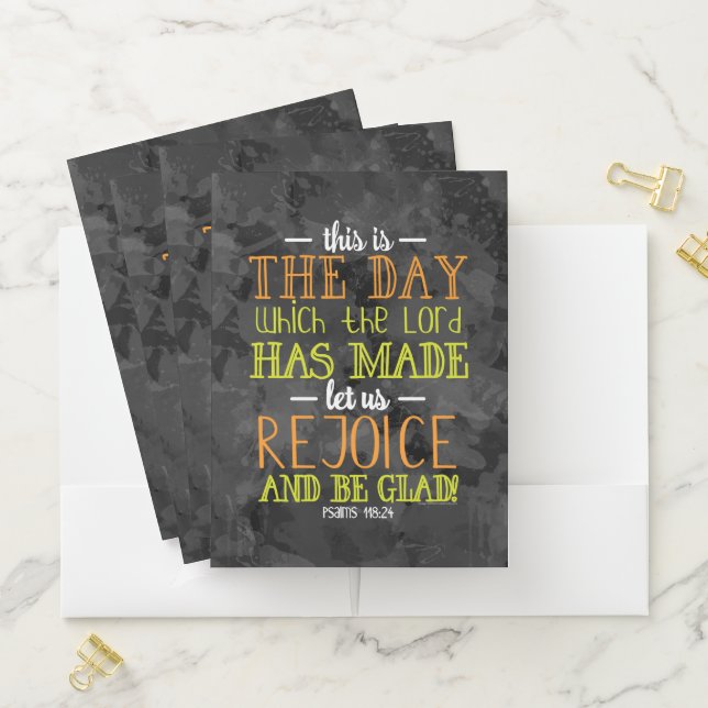 Rejoice and Be Glad Typography Bible Verse Modern Pocket Folder (In Situ)