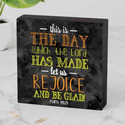 Rejoice and Be Glad Typography Bible Verse Modern Wooden Box Sign
