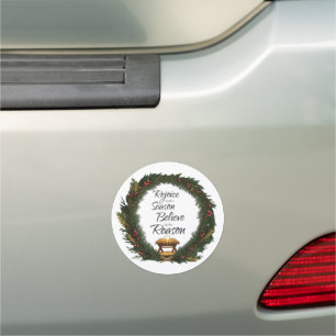 Rejoice and believe nativity car magnet