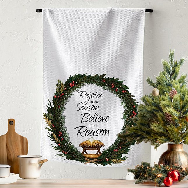 Rejoice and believe nativity kitchen towel (Creator Uploaded)