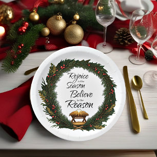Rejoice and believe nativity paper plates
