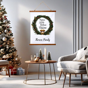 Rejoice and believe nativity personalized hanging tapestry