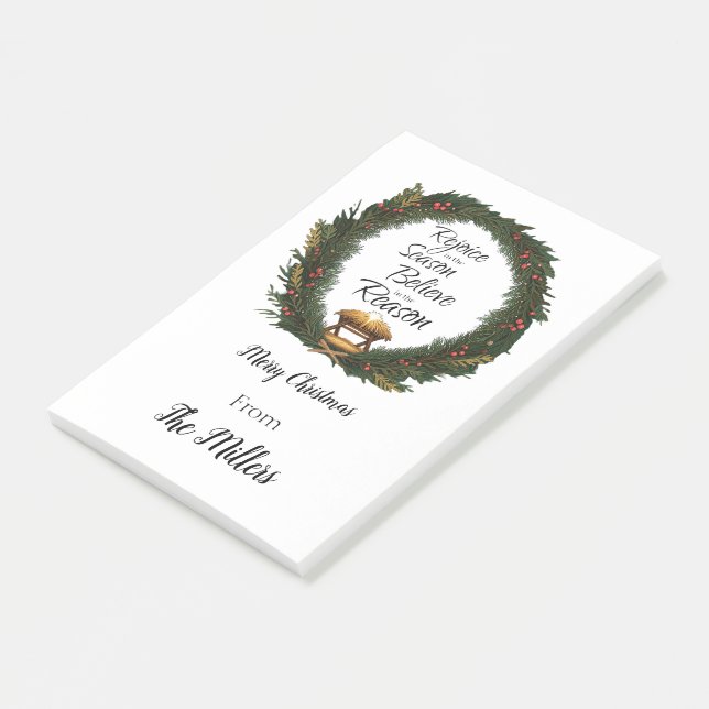 Rejoice and believe nativity personalized post-it notes (Angled)