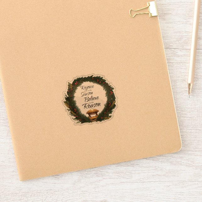 Rejoice and believe nativity sticker (Notebook)