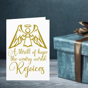 Rejoice Angel Elegant Gold Religious Christmas Holiday Card