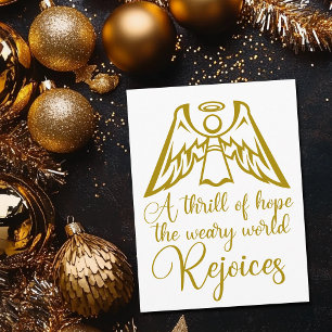 Rejoice Angel Elegant Gold Religious Christmas Holiday Postcard