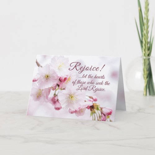 Rejoice Bible Verse Cherry Blossoms Easter Holiday Card