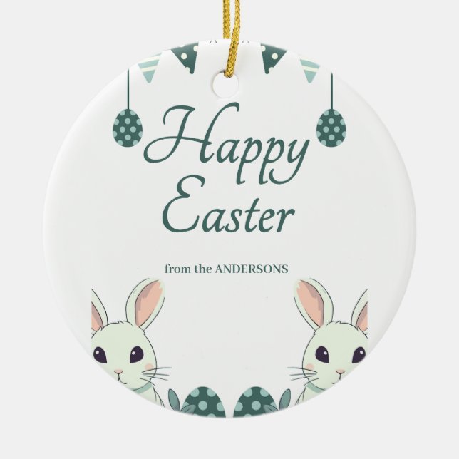 "Rejoice & Celebrate: Easter Wishes for You" Ceramic Ornament (Front)