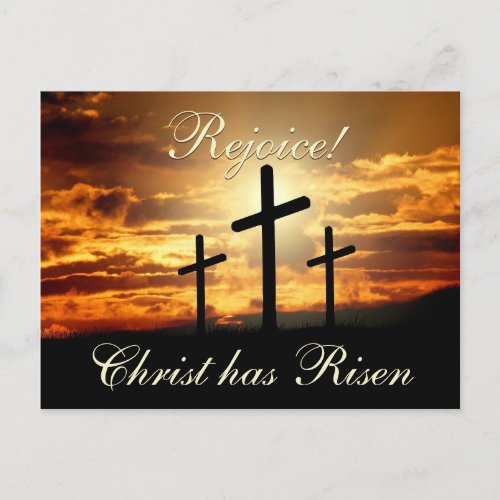 Rejoice Christ has Risen Easter Crosses Holiday Postcard